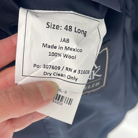 Jos.‎ A. Bank Men's Single Breasted  Coat Chelsea Wool Traveler TF Navy Size 48L - Picture 7 of 8